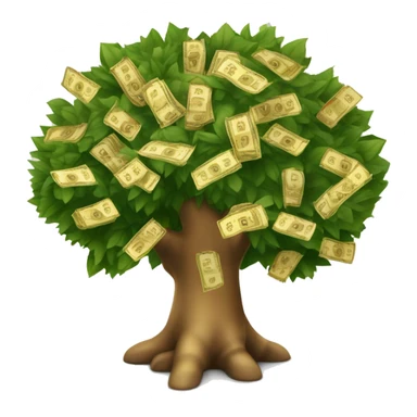 Arbre avec des billets de 100€ et des pièces en or au milieu des feuilles sticker
