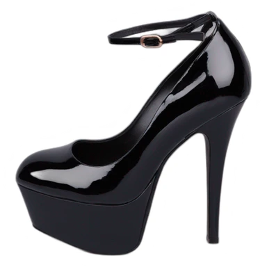 One Black Patent Leather Daffodile Platform Heels sticker