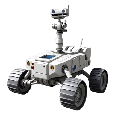 Cinematic Realistic Moon Rover – A rugged, high-tech vehicle traversing the Moon’s dusty surface. Its thick wheels leave tracks in the fine lunar regolith, with Earth hanging in the distant sky. Every mechanical detail of the rover is meticulously rendered, emphasizing its role in human exploration. sticker