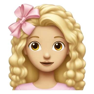 blonde long haired girl with light pink bow in hair sticker
