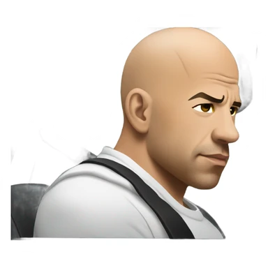 Vin Diesel in profile driving a car sticker
