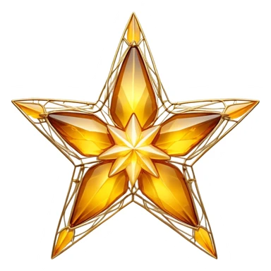 A radiant yellow dream star emerges, carefully being built by hands connecting delicate strands of golden thread and translucent panels of glowing amber glass incomplete sticker