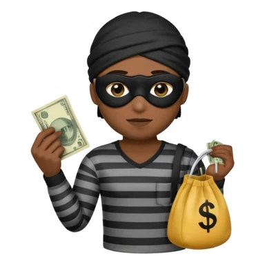 A theif robber emoji,Stripped shirt,eye mask, black head. sticker