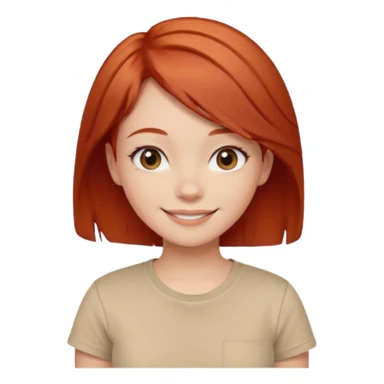 girl short-layer-red-hair wear beige T-shirt sticker