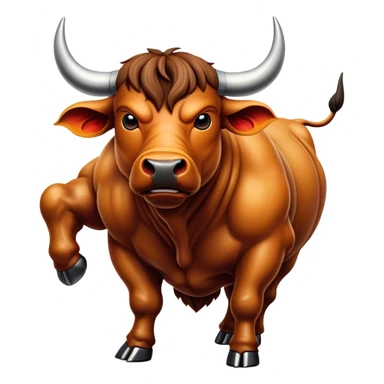 Cinematic Realistic depiction of a powerful Spanish charging bull, rendered with dynamic muscle definition and detailed, textured hide, set against a dramatic backdrop with intense, action-packed lighting sticker