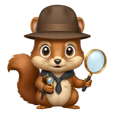 cute squirrel detective with a magnifying glass and detective hat sticker
