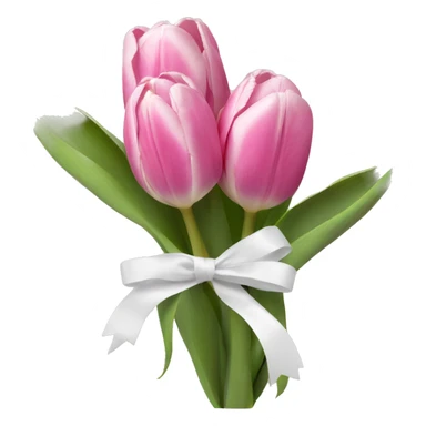 Pink tulips with a white ribbon sticker
