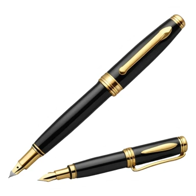 3D perspective academic premium golden luxury black Fountain Pe sticker