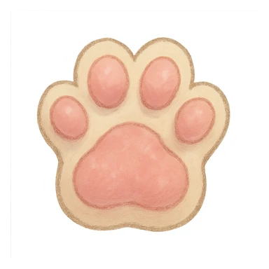ghibli style icon of a pink paw print, soft colors, whimsical sticker