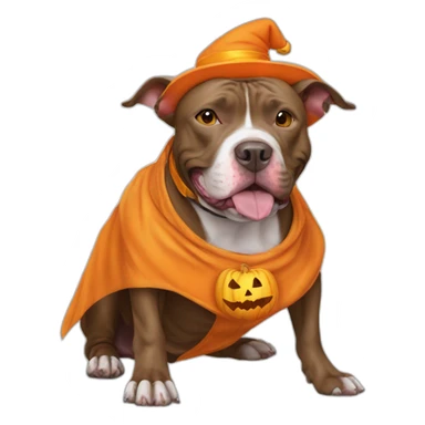 Pit bull dog wearing halloween costume  sticker