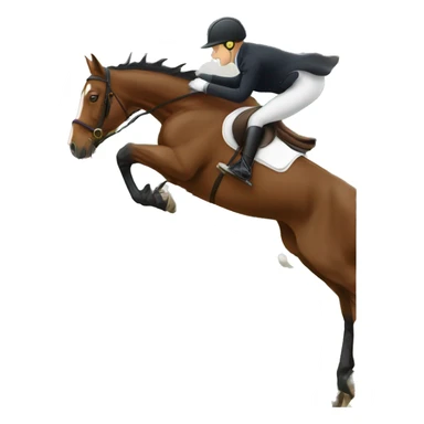 Warmblood horse jumping over a grand prix obstacle with a rider in competition attire riding it  sticker