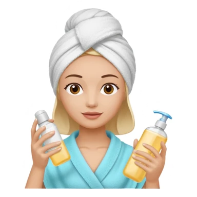 woman with a towel on her head and shampoo in her hand sticker