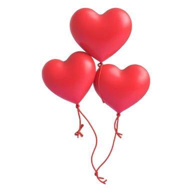 3D heart balloon, shiny and floating, with a visible knot and string sticker