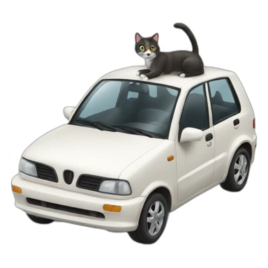 Voiture sur un chat sticker