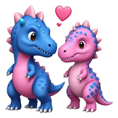 2 Dino one Triceratops cute pink kawei in love with one Blue t-Rex  sticker