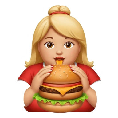 Fat girl eating greasy burger sticker