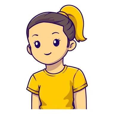 girl avatar with ponytail and yellow t-shirt sticker