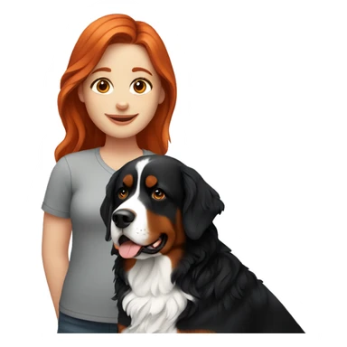 redhead girl with bernese mountain dog sticker