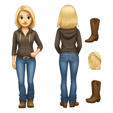 Redneck Blonde girl wearing a hoodie, bootcut jeans, and cowboy boots sticker