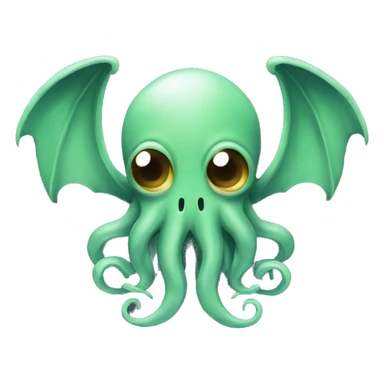 An emoji-style depiction of Cthulhu in a T-pose, with a simple, cute appearance, tentacled face, small wings, and slightly menacing eyes. The figure should be centered, with a transparent background, simplified for an emoji style.= sticker