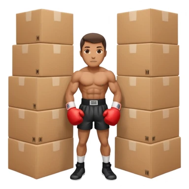 Can you make a man who is a boxer made square cardboard boxes sticker
