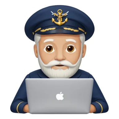 old sailor with a laptop, sailor with a white beard sticker