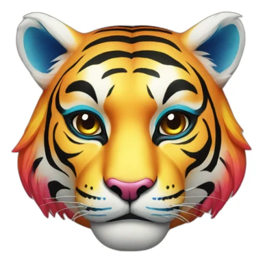 rainbow tiger Japanese mask sticker