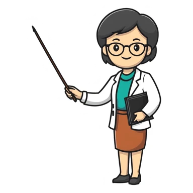 happy female professor with pointer sticker
