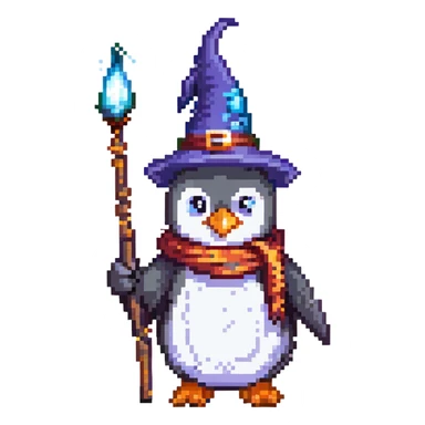 penguin wizard casting a spell sticker