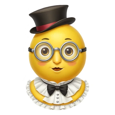 lemon citrus fruit wearing a monocle single eyeglass and Elizabethan Victorian ruffled collar sticker