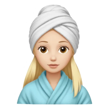 mulher branca e loira cabelo longo com toalha na cabeça tipo spa sticker
