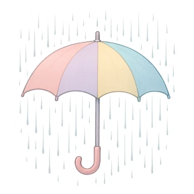 pastel umbrella under rain, bufo sticker