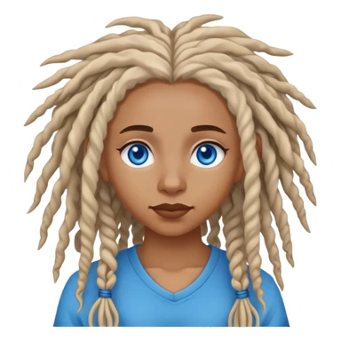 african american mae, curly white dreads, blue eyes sticker