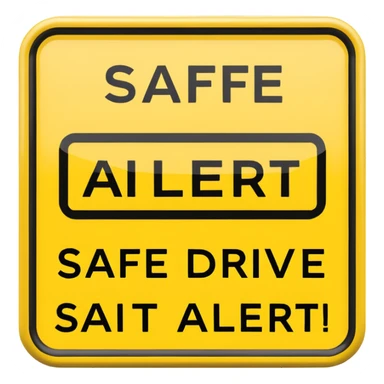Yellow and black sign that says “safe drive alert” sticker