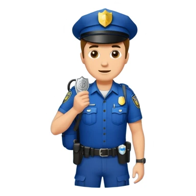 Adventurous man hiking with a police badge sticker