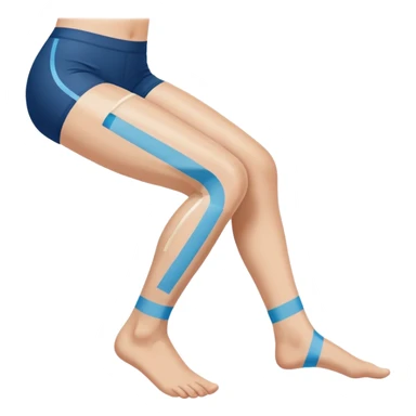 leg with kinesio tape (physiotherapy) around knee in a somewhat circular way sticker