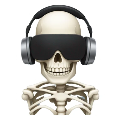 skeleton with a blindfold and headphones sticker