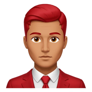 red gradient background, confidently. The lighting is dramatic and cinematic, emphasizing his facial structure and giving a luxury fashion magazine vibe. Ultra-realistic, high-detail, editorial photography style. 4K resolution, symmetrical composition, minimal background elements. 4:3 ratio. sticker