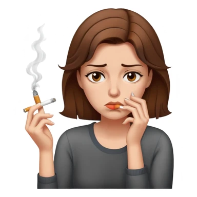 tired woman with brown hair smoking a cigarette looking fed up and exhausted sticker