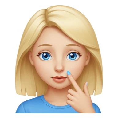 put a finger on the tip of the nose!! but In a cute way, bye a blond girl with blue yes  sticker