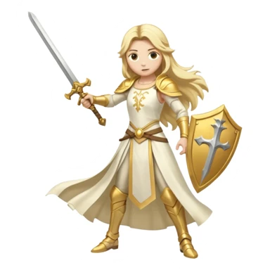 Lumine (from Genshin Impact) White and golden clothes, blonde, long-haired, and wielding a sword (full body) sticker
