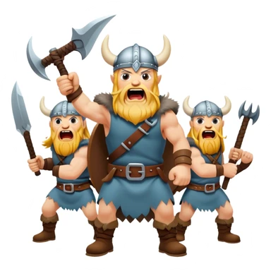three Vikings are screaming, weapons in their hands
realistic sticker