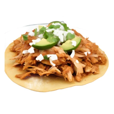 Shredded Chicken tinga tostadas on a white plate sticker