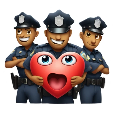 Criminal Cartoon Heart getting hand cuffed by police sticker