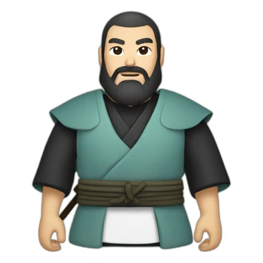 Samurai with hakama bold, beard, white person,  sticker