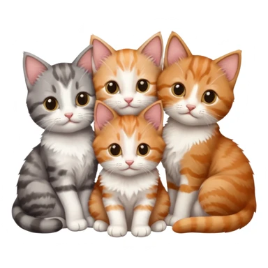 6 tiny kittens cuddling together all different colours, the first one is grey and white, the second is ginger and white and the third is brown tabby and white sticker