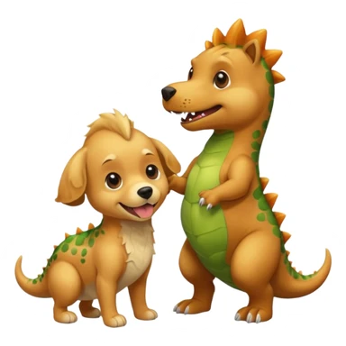 a golden retriever with a dinosaur costume thats unaliving a chihuahua thats in a dinosuar costume sticker