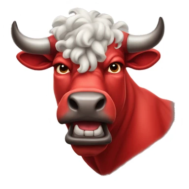 Red anthropomorphic brutal bull sticker