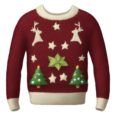 Realistic isolated burgundy ugly Christmas sweater. sticker