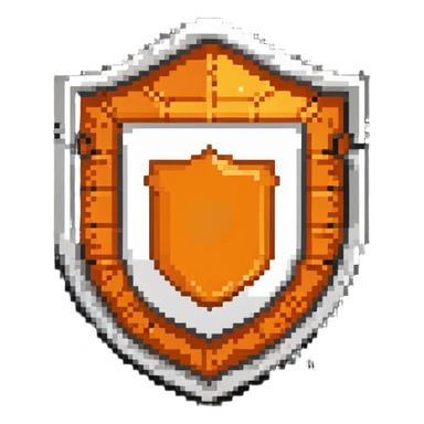 HTML5 logo in pixel art style with classic orange shield and white details sticker